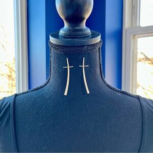 Gold-Plated Brass Curved Cross Earrings